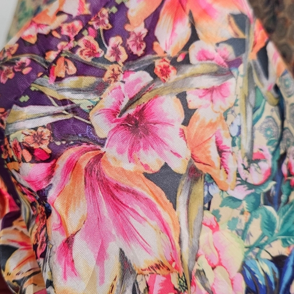 Johnny Was Floral Nylon Packable Foldable Tote Bag Travel Shopping Reusable Bag - Picture 9 of 9